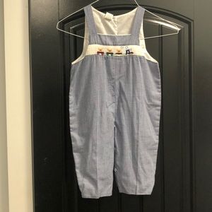 Kids 2T smocked romper with Bear train